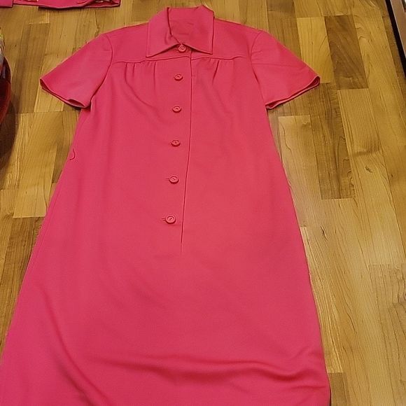 Town & Country Coronado, CA Hot Pink Dress Blazer Suit Set Belted Scarf 2-PC S - Picture 8 of 12